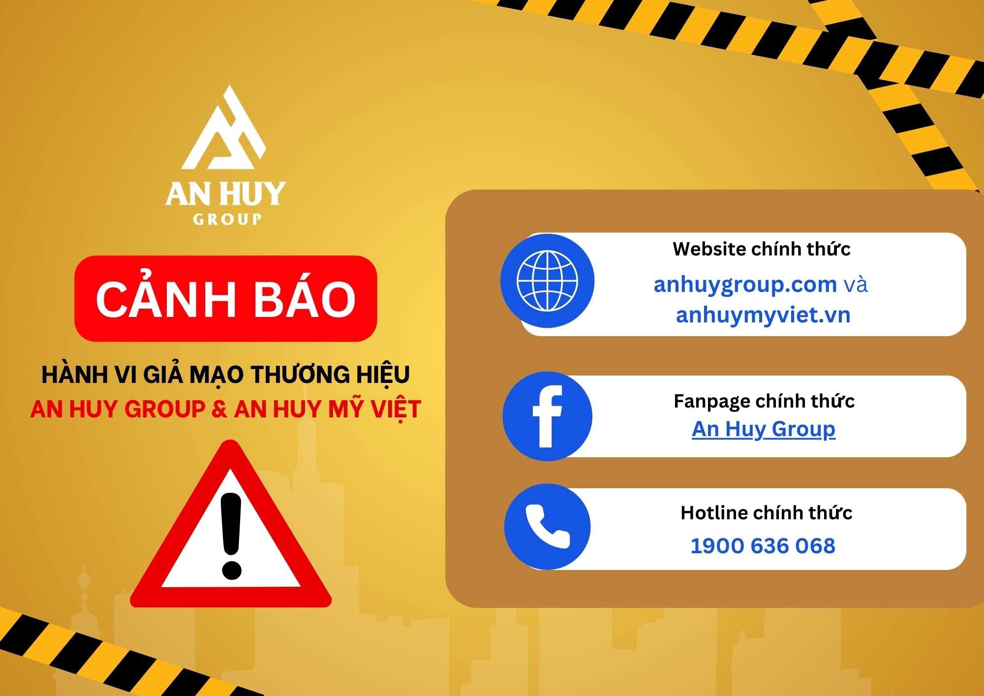 THÔNG BÁO : Cảnh báo hành vi giả mạo thương hiệu An Huy Group và An Huy Mỹ Việt